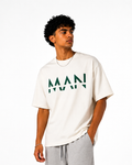 MAAN Off White Green Oversized T-Shirt | F2G