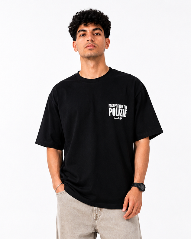 POLIZIE Black Oversized T-Shirt | F2G