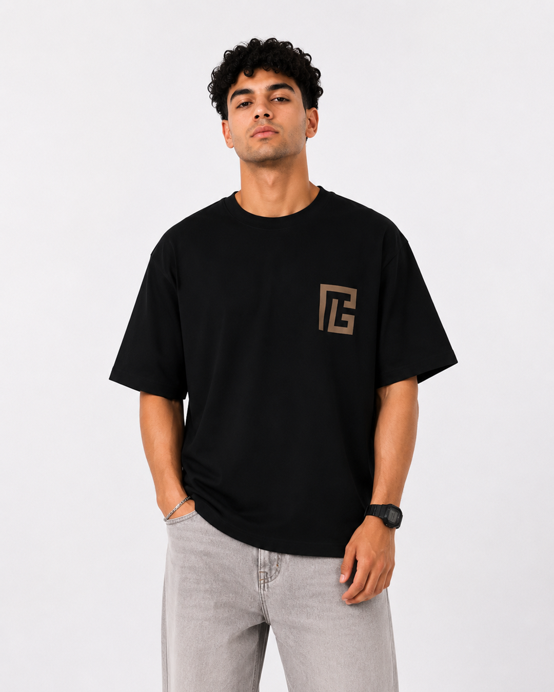 Hidden Signature Black Oversized T-Shirt | F2G