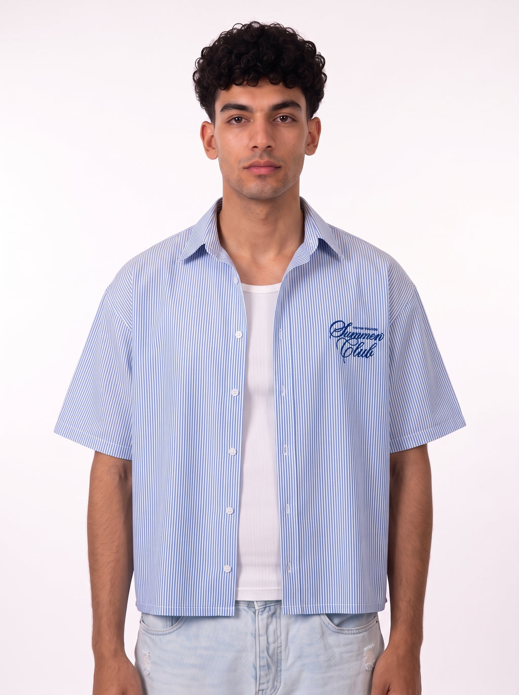 summer club box fit Shirt – Blue