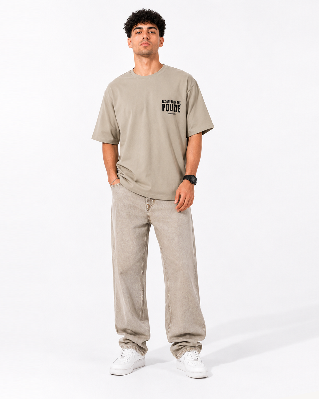 POLIZIE beige Oversized T-Shirt | F2G