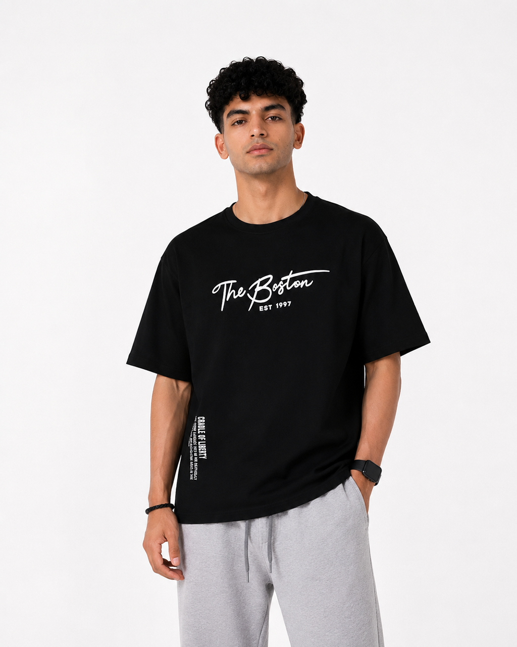 BOSTON Black Oversized T-Shirt | F2G