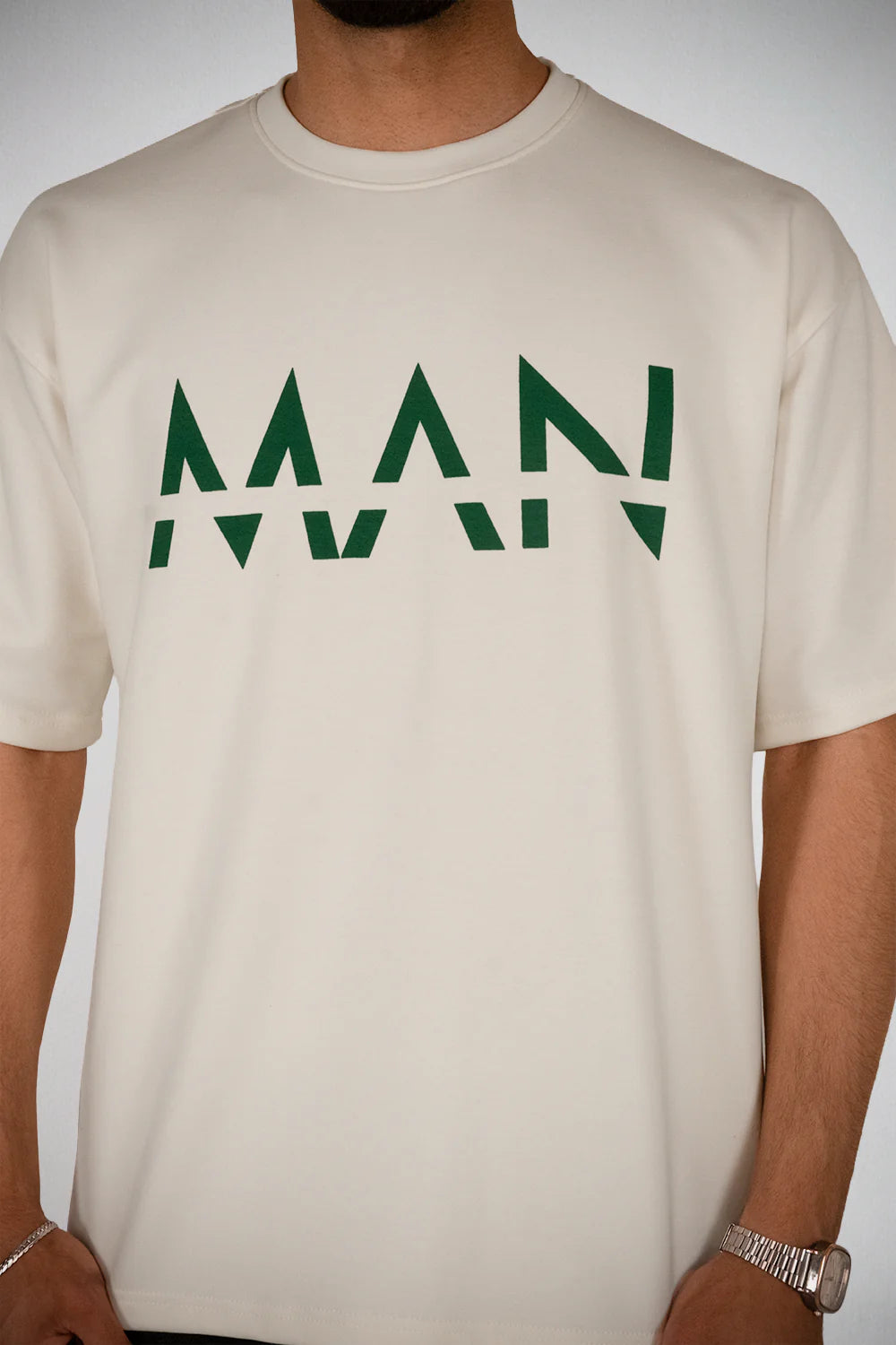 MAAN Off White Green Oversized T-Shirt | F2G