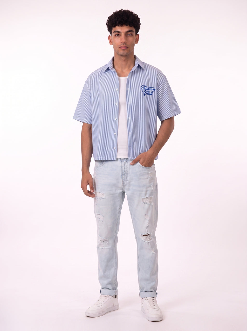 summer club box fit Shirt – Blue