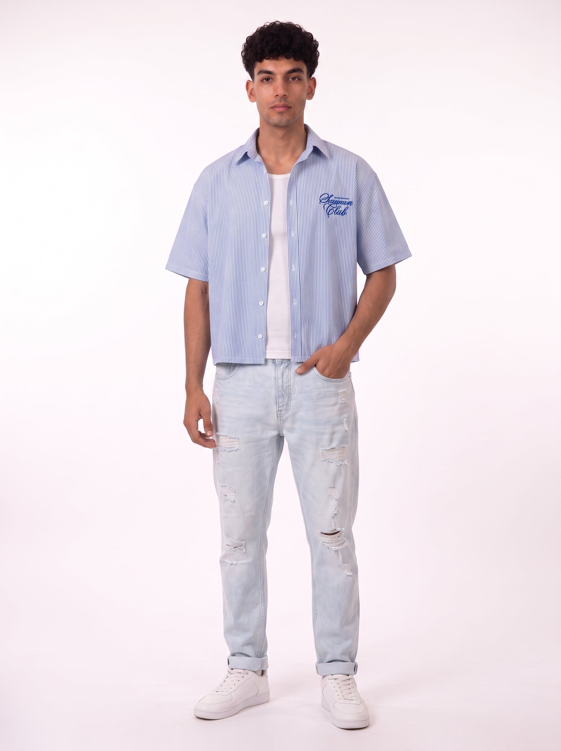 summer club box fit Shirt – Blue
