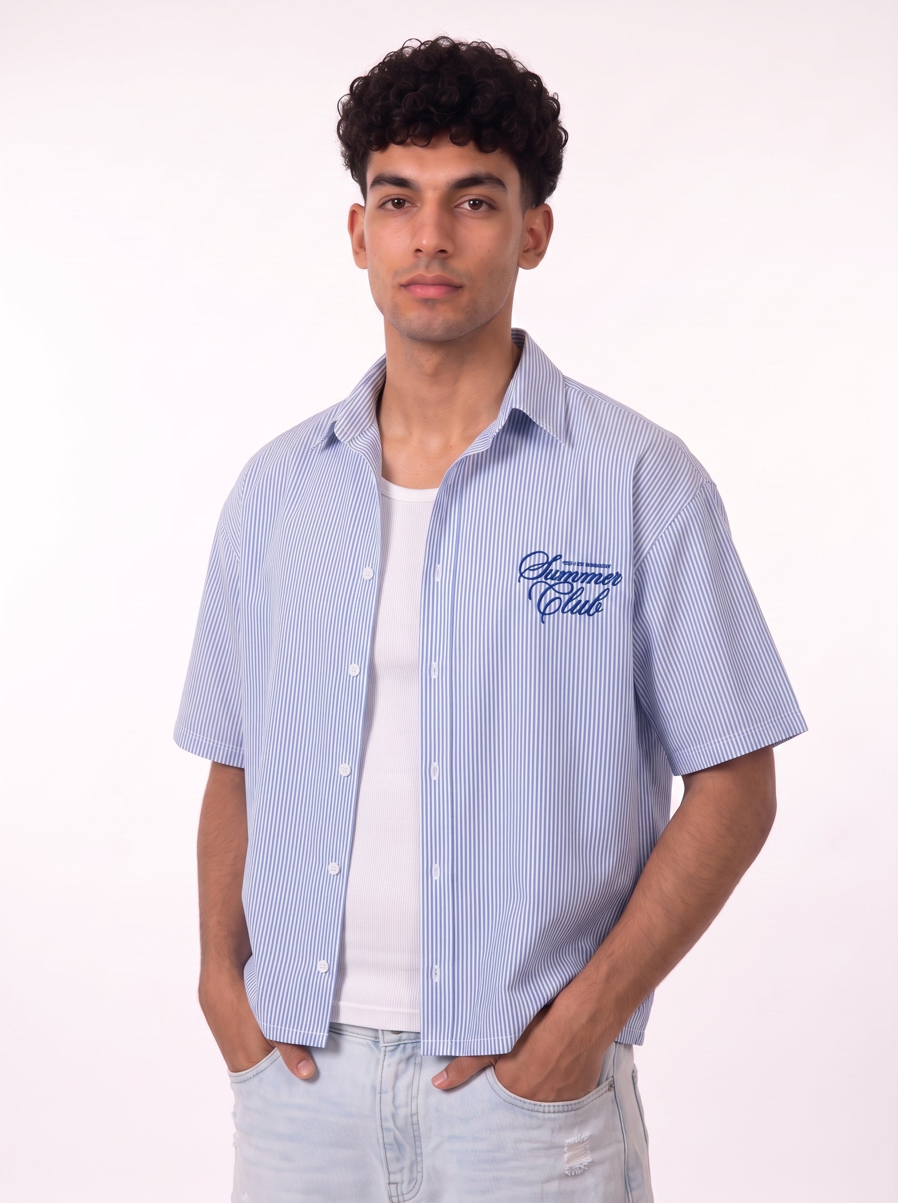 summer club box fit Shirt – Blue