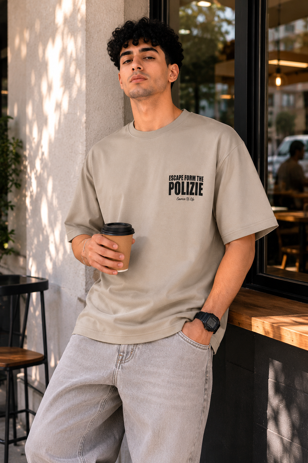 POLIZIE beige Oversized T-Shirt | F2G