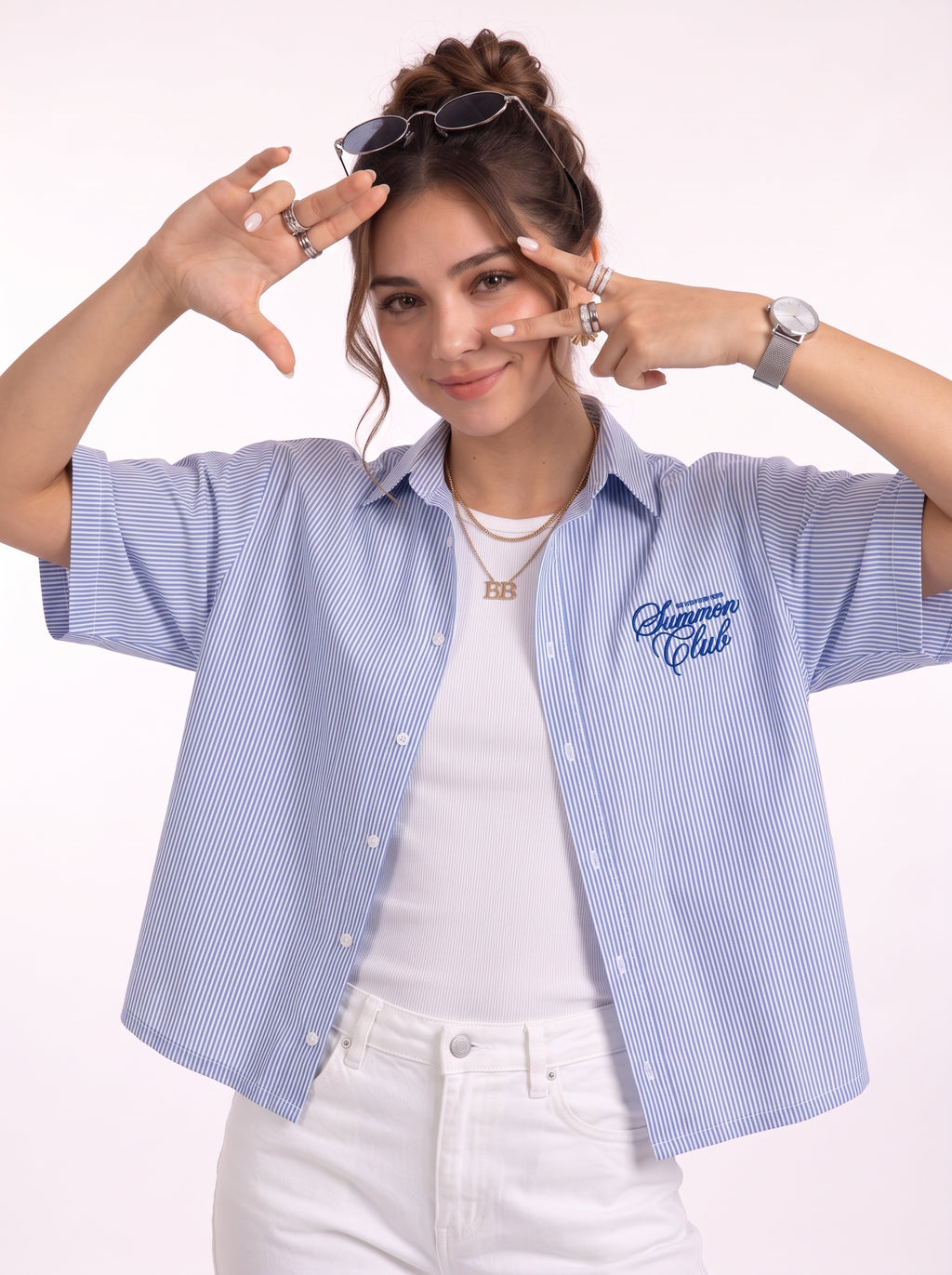 summer club box fit Shirt – Blue
