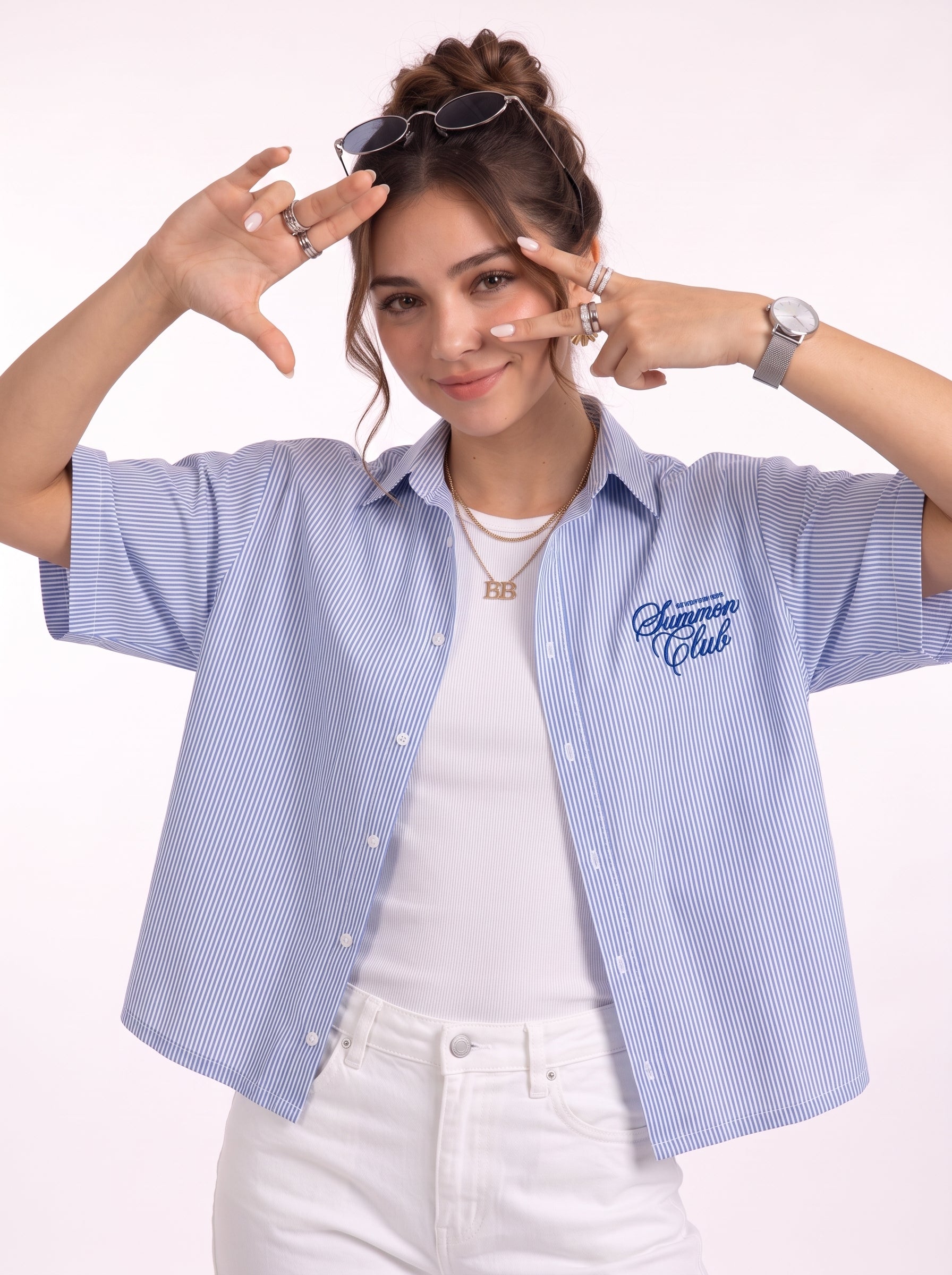 summer club box fit Shirt – Blue