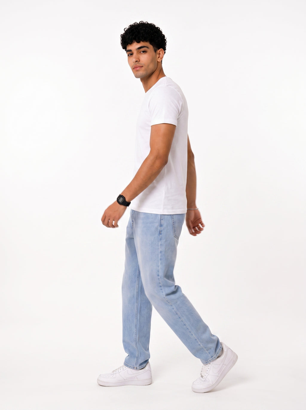 F2G Basic White T-Shirt side view