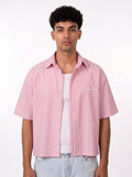 Himland Oversized Striped Shirt Pink – front view
