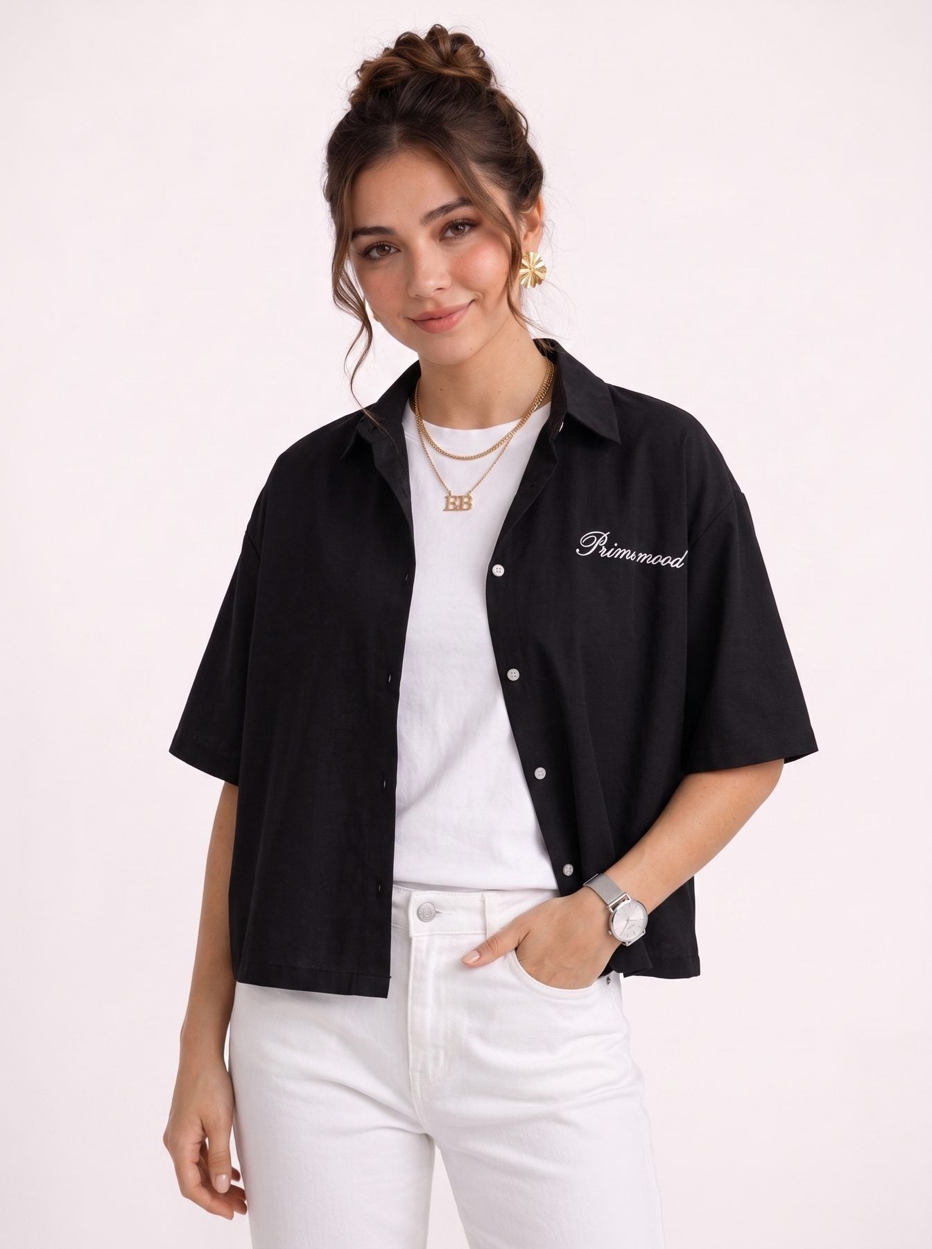 Prime mood Shirt Black – female open styling