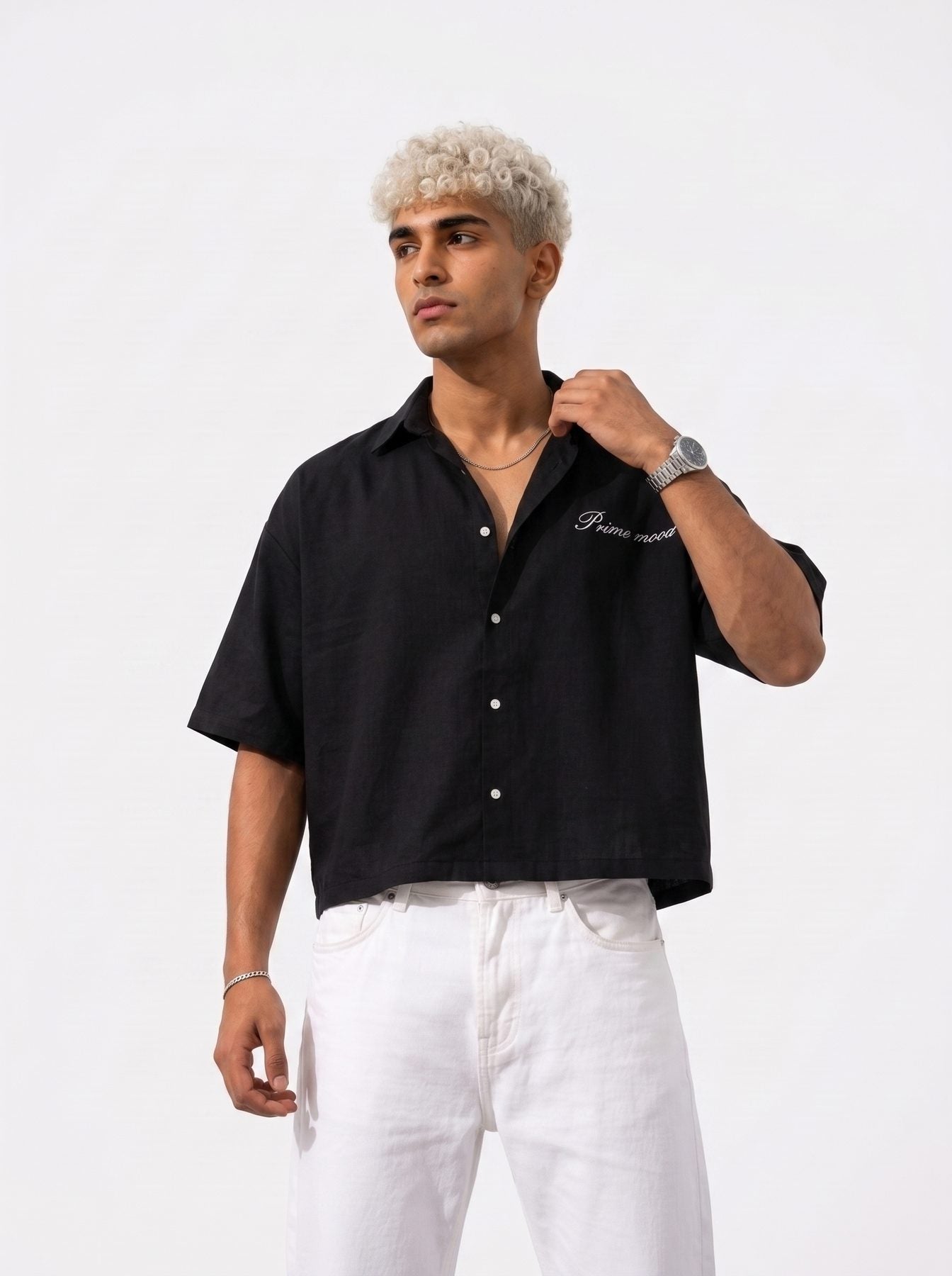Prime mood Shirt Black – male front detail
