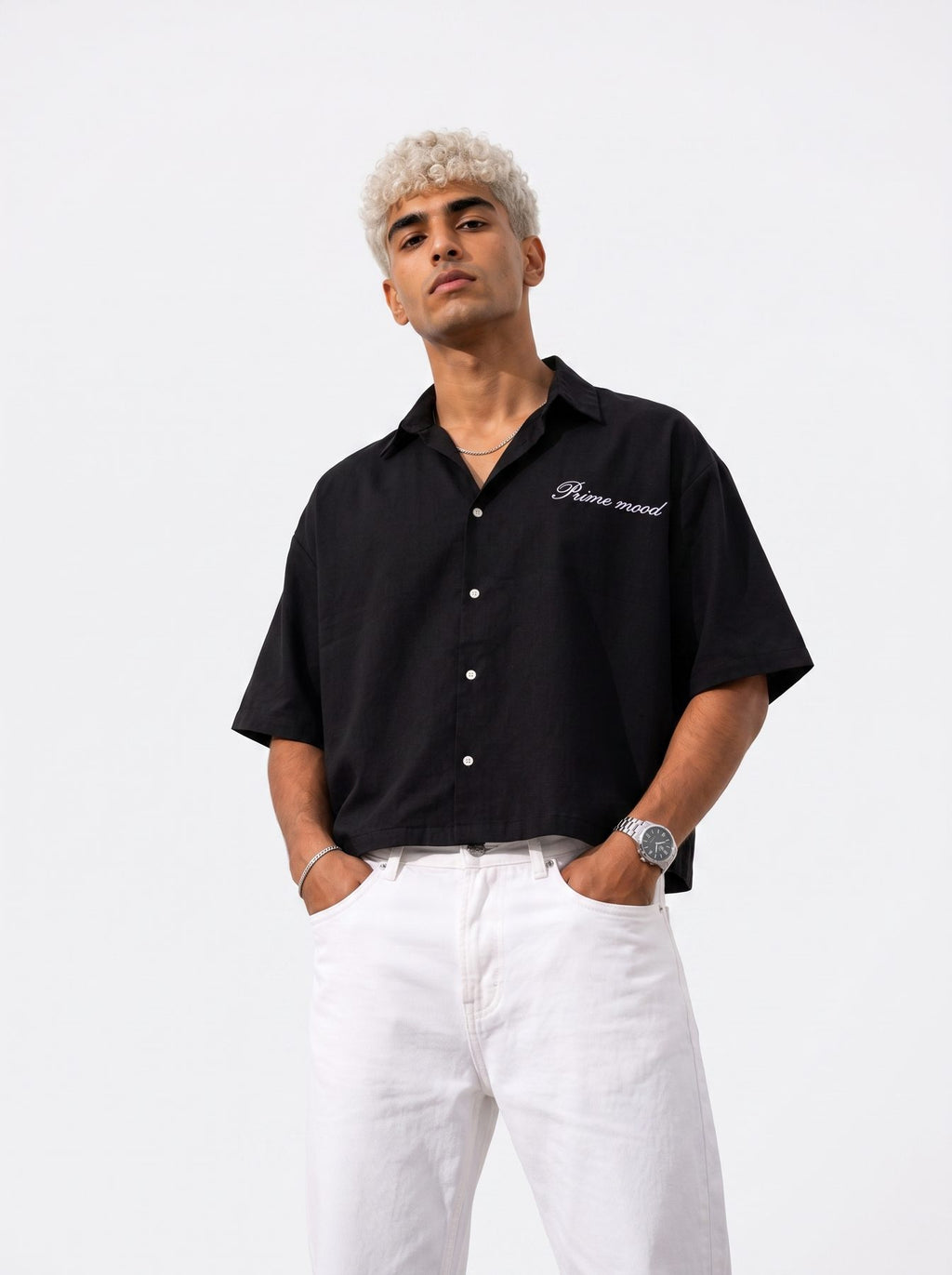 Prime mood Shirt Black – male front view