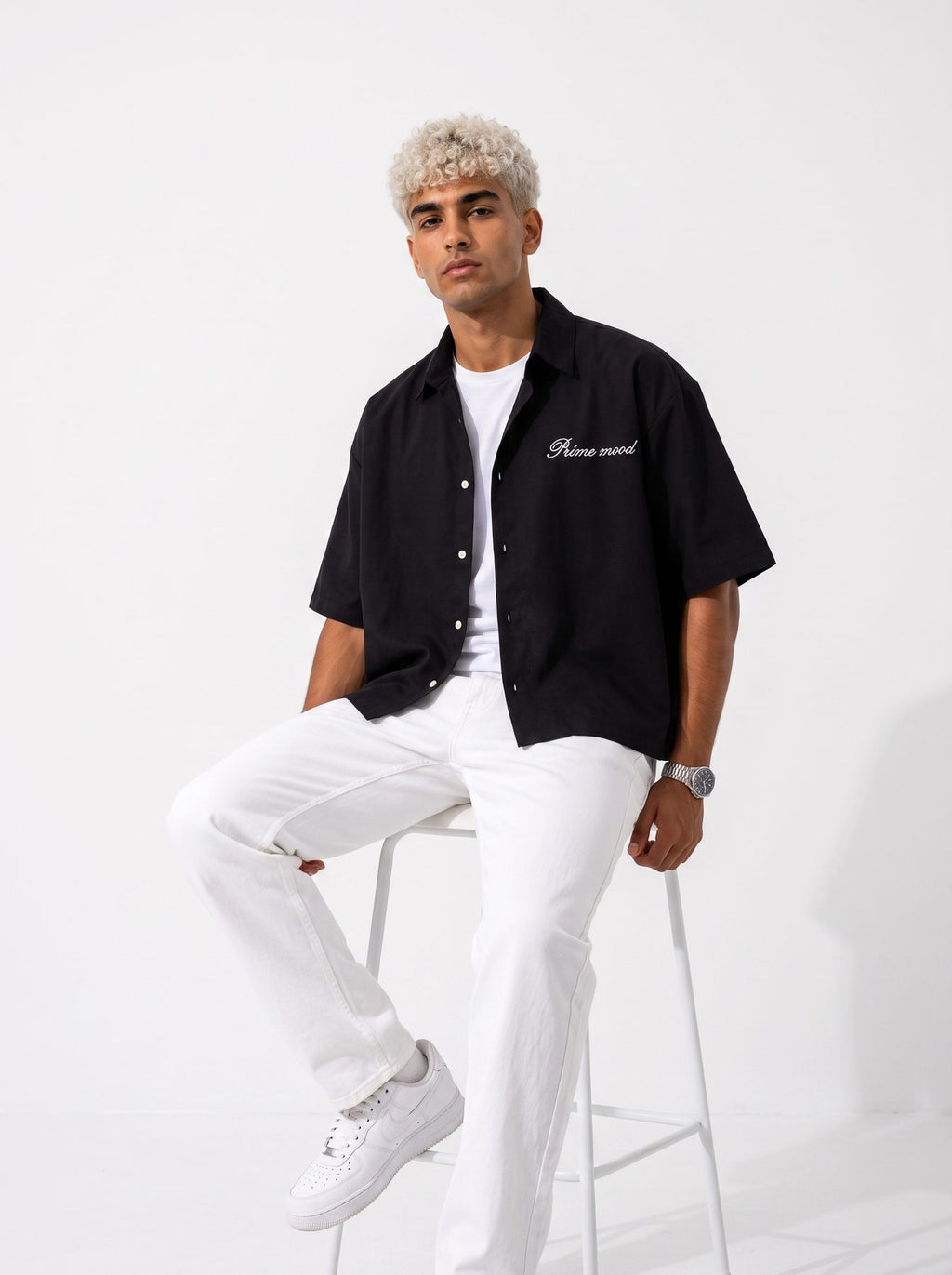 Prime mood Shirt Black – male seated angle